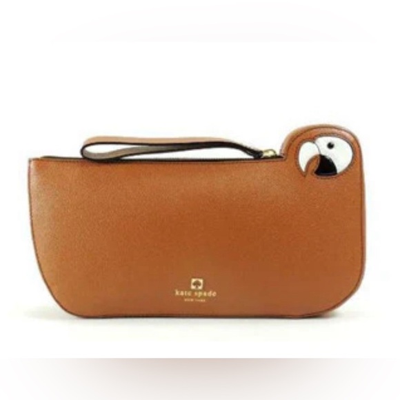 Kate Spade Macaw Parrot Cay Bird Leather Clutch - Picture 4 of 10